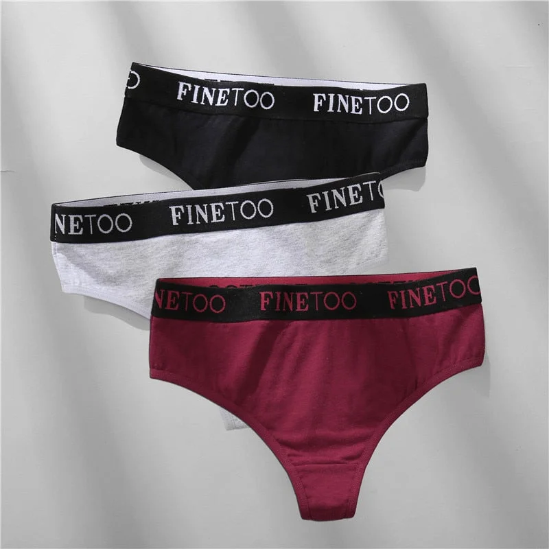 FINETOO 2/3PCS Cotton Sexy Underwear G-string Women M-XL Panties Fashion Letter Waist Femme 2021 Underpant For Woman Thong Girls