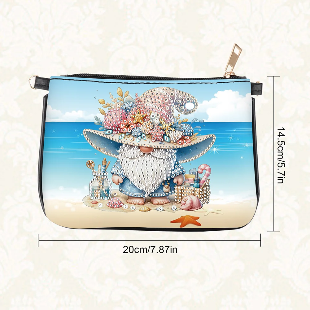 Beach Gnome Diamond Painting Coin Chain Purse 5D DIY Diamond Handmade Chain Bag