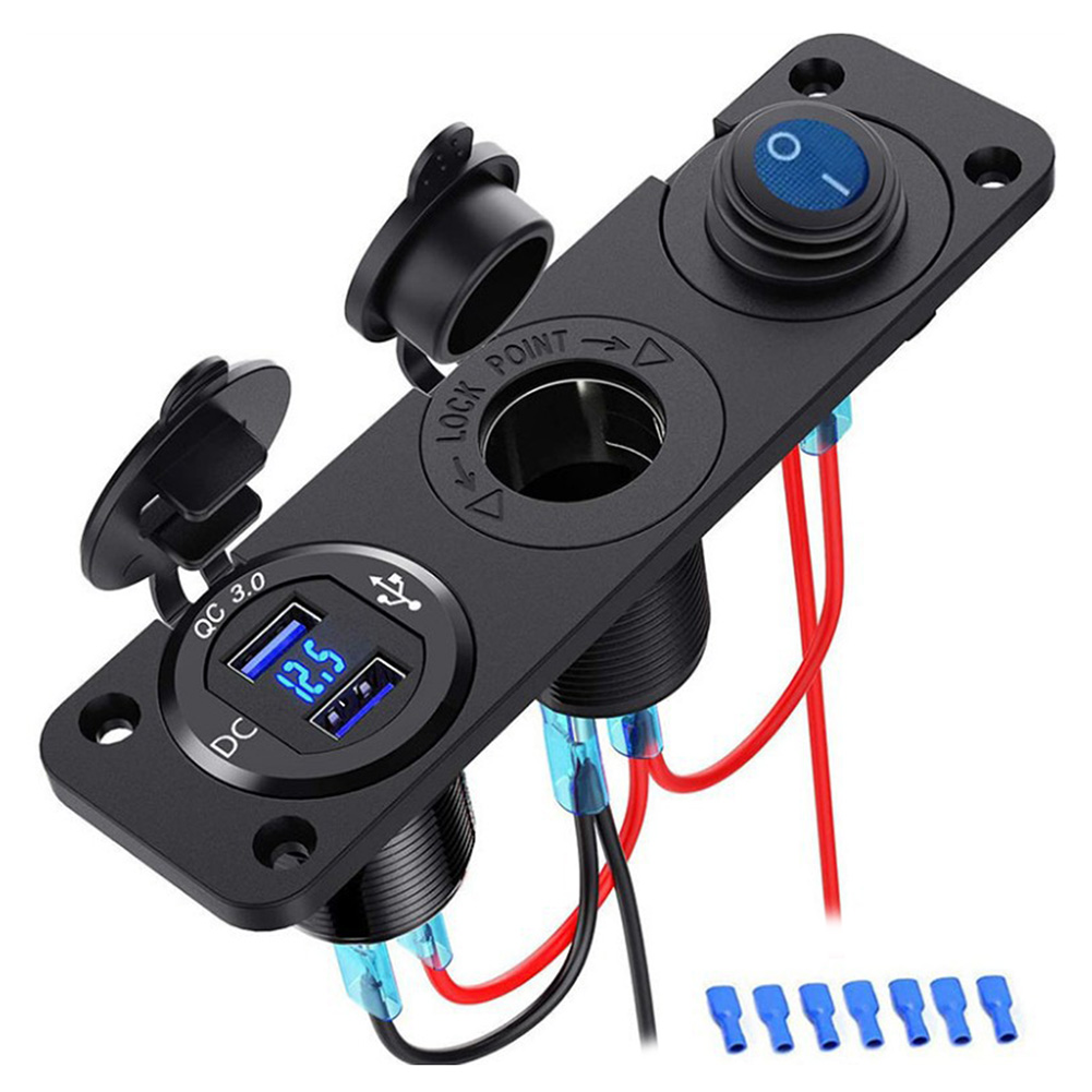 

Cigarette Lighter Socket Dual USB Charger Rocker Switch for Car Boat Truck, 501 Original