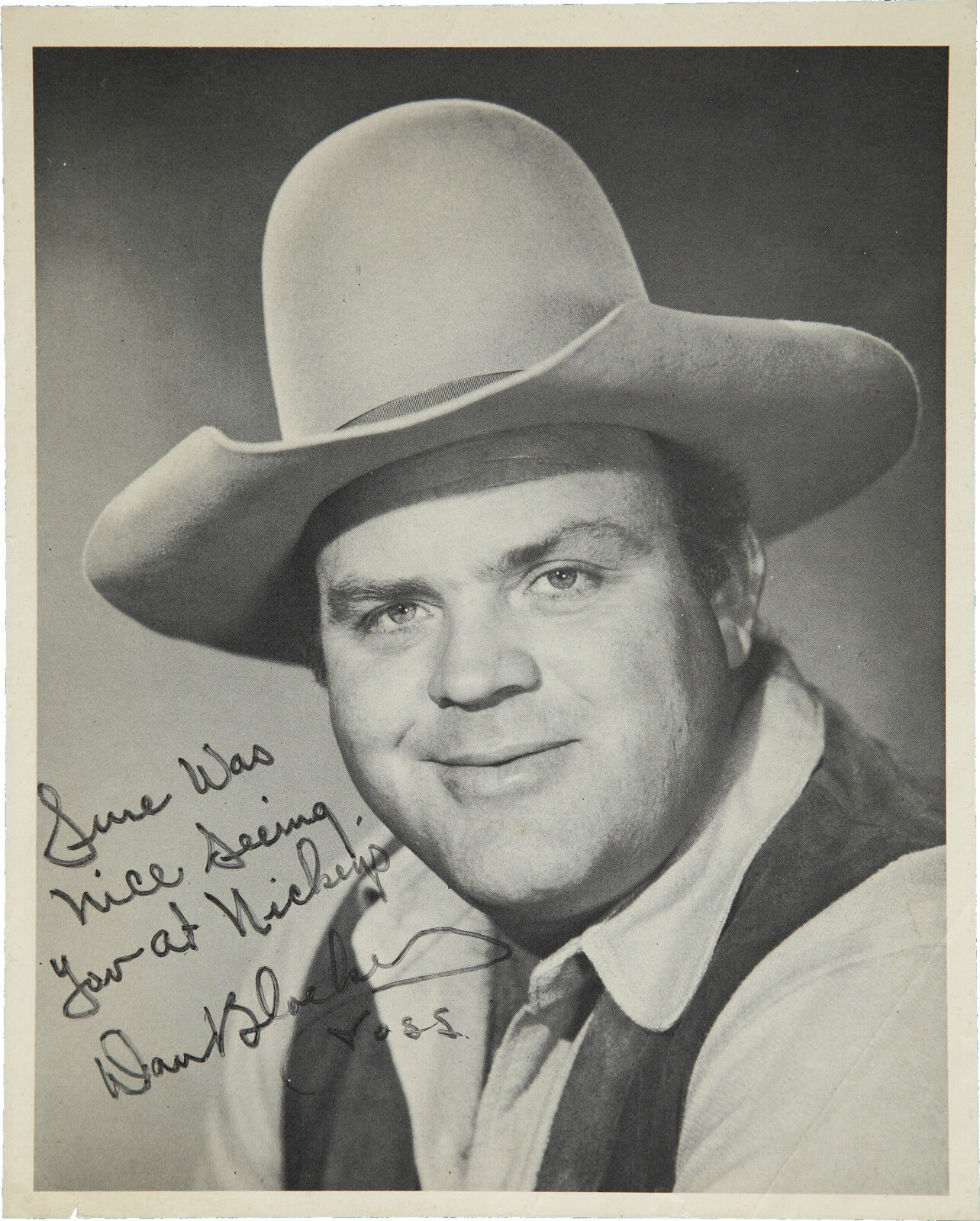 DAN BLOCKER Signed Photo Poster paintinggraph - Film Actor 'Bonanza Hoss Cartwright' - Preprint