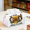 God Sunflower DIY PULeather Diamond Painting Tissue Box for Adults Beginners Large Size Diamond Art Paper Storage Holder for Living Room Bedroom Bathroom Table Decor