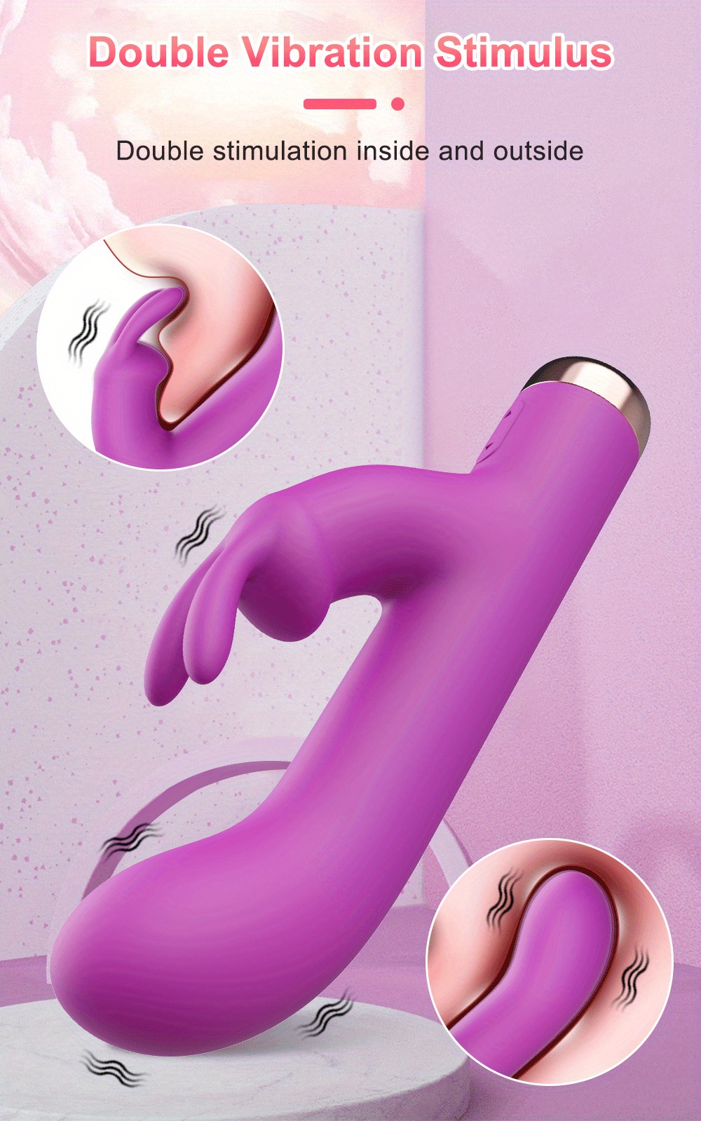 Silicone Rabbit Vibrator with Clitoral Stimulator and G-Spot Vibration