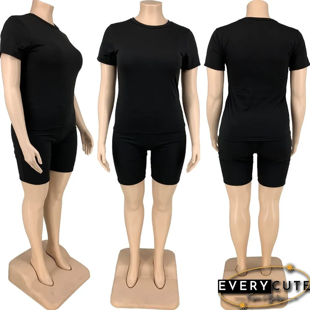 Plus Size Summer Casual Solid Color Short Sleeve Round-neck T-Shirt