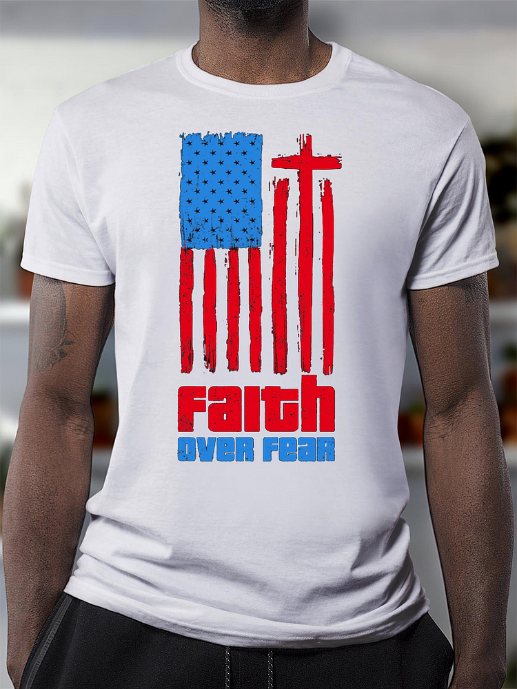 America Faith Over Fear Crew Neck T-Shirt