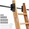 20FT Sliding Library Ladder Hardware Kit Floor Roller with Brake Telescopic Top Hook Sliding Track Kit with Complete Hardware Set (No Ladder) Indoor Moving Track for Home Office Loft