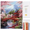 Snow Mountain Full 14CT 2 Strands DIY Counted Cross Stitch Kits for Beginners Adults Home Wall Decor Cross Stitch Art and Crafts Kits 45x55cm