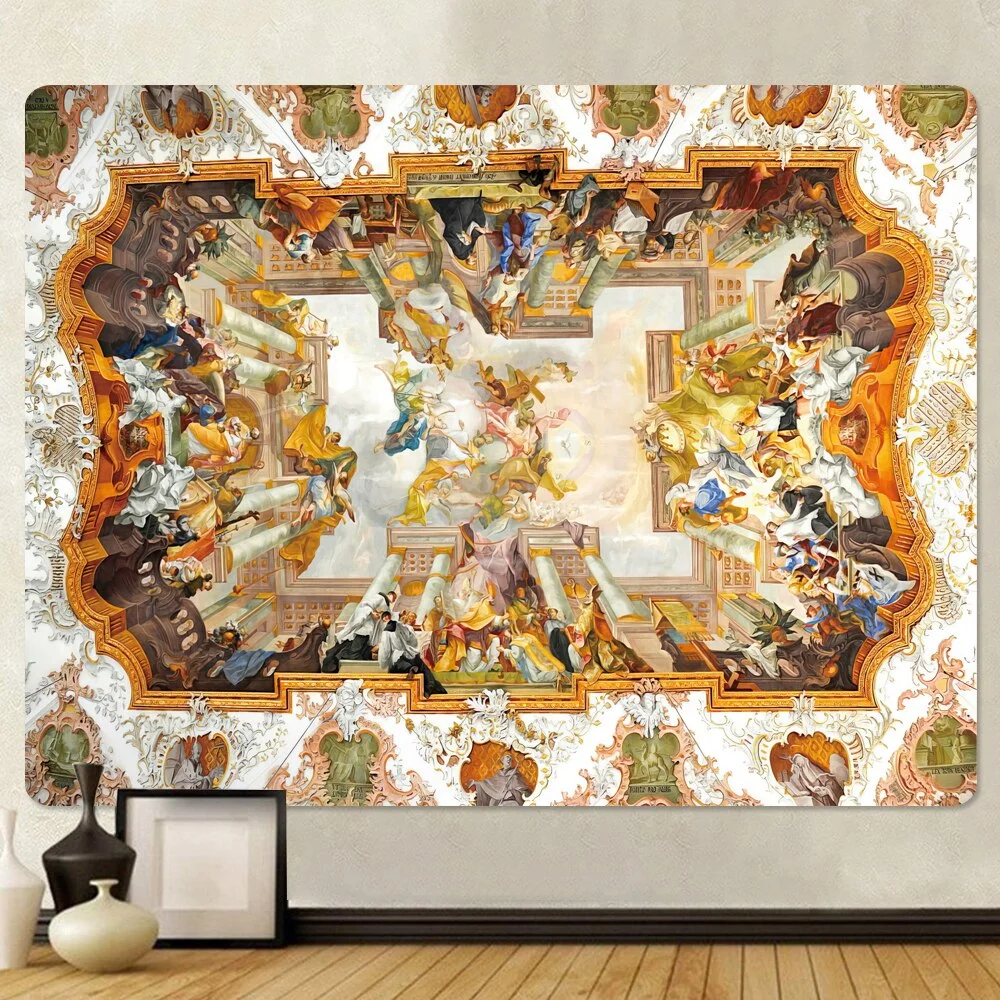 Nigikala Church mural Angel home decor psychedelic scene tapestry Bohemian decorative sheet sofa blanket Hippie yoga mat