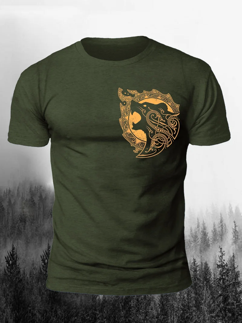 Viking Ethnic Bear Print Short Sleeve Men's T-Shirt in  mildstyles