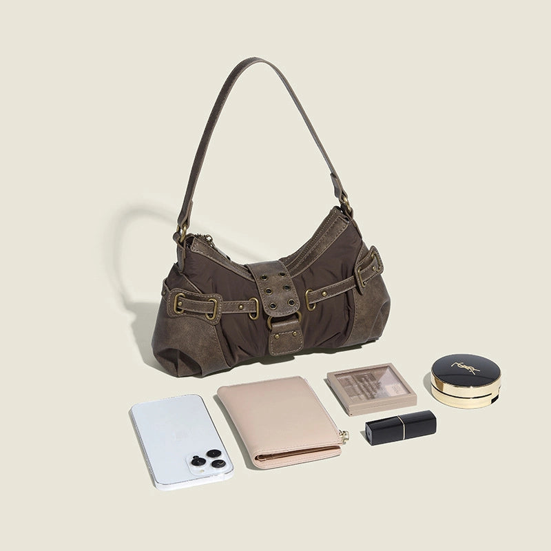 Women's Small Pu Leather Solid Color Vintage Style Streetwear Zipper Underarm Bag2