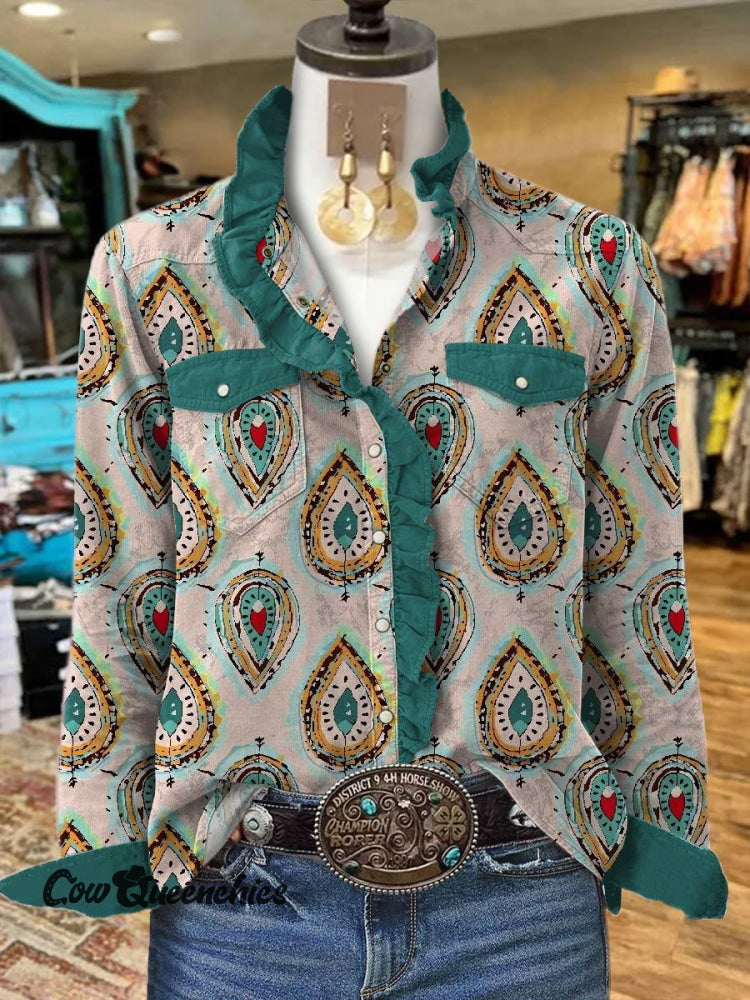 Women’s Print Casual Long Sleeve Comfortable Cotton Shirt Multicolor / S