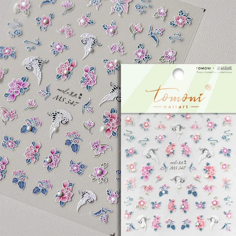 Elinlin Chic Summer Nails – Colorful Flower Swallow Pearl Nail Art Stickers for Trendy Manicures  