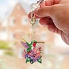 (US Local)6Pcs Double Sided Hummingbird Holding A Flower Diamond Art Keychains Crafts