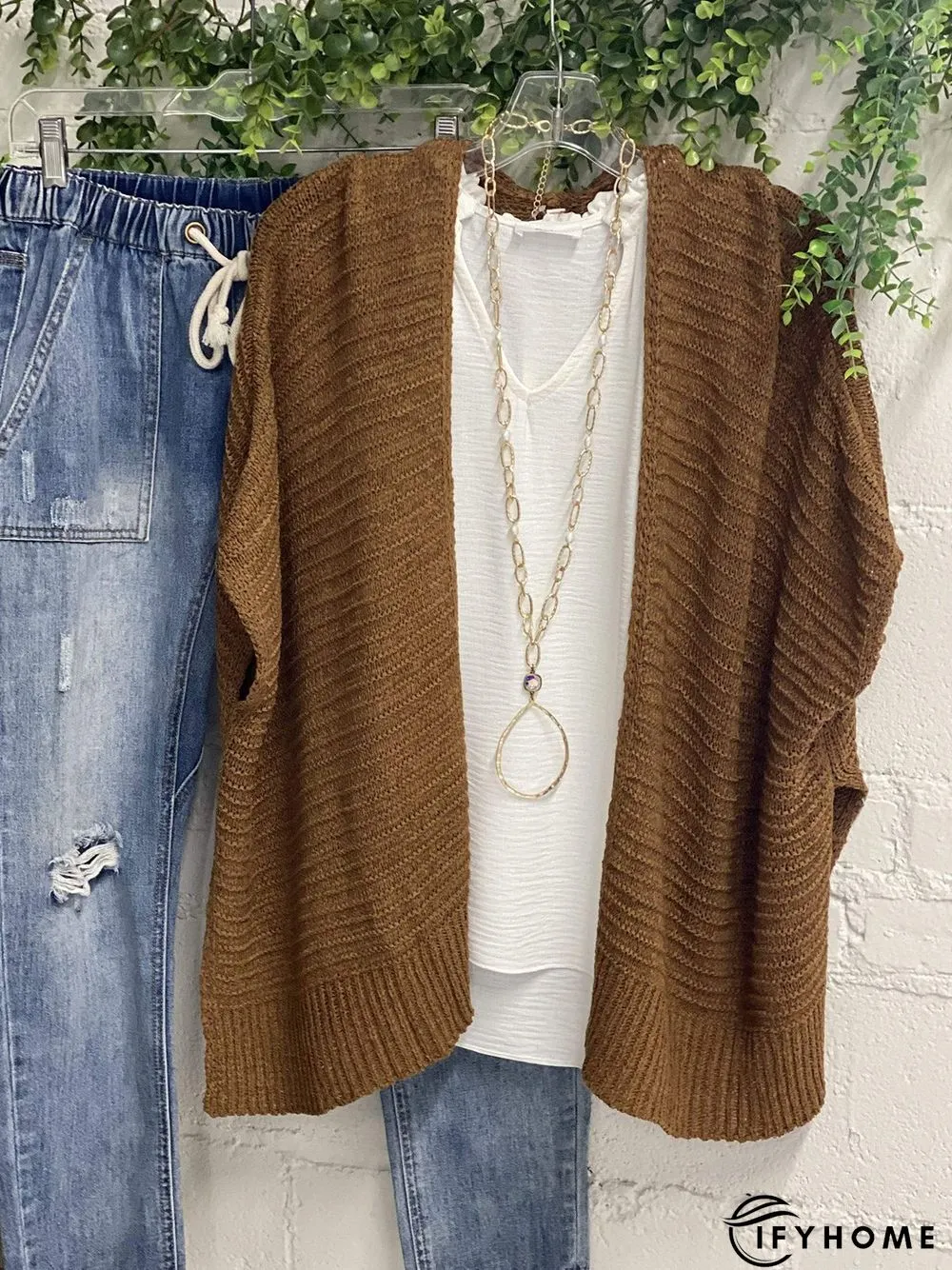 Statement Long Sleeve Acrylic Shift Sweater coat | IFYHOME