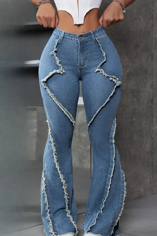 Wide Leg Cargo Multi Pocket Denim Jeans