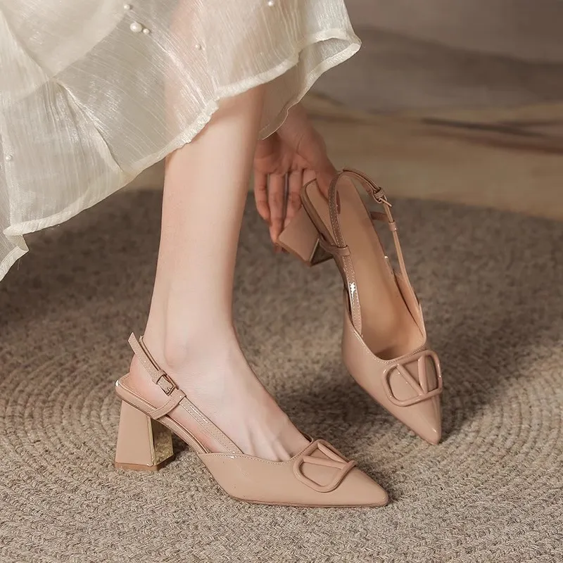 Breakj Breakj Yards Large-Size Women's Shoes 41 Fat Summer Thick Heel With Sandals Women's Pointed Korean Version Of Shallow Roman Shoes