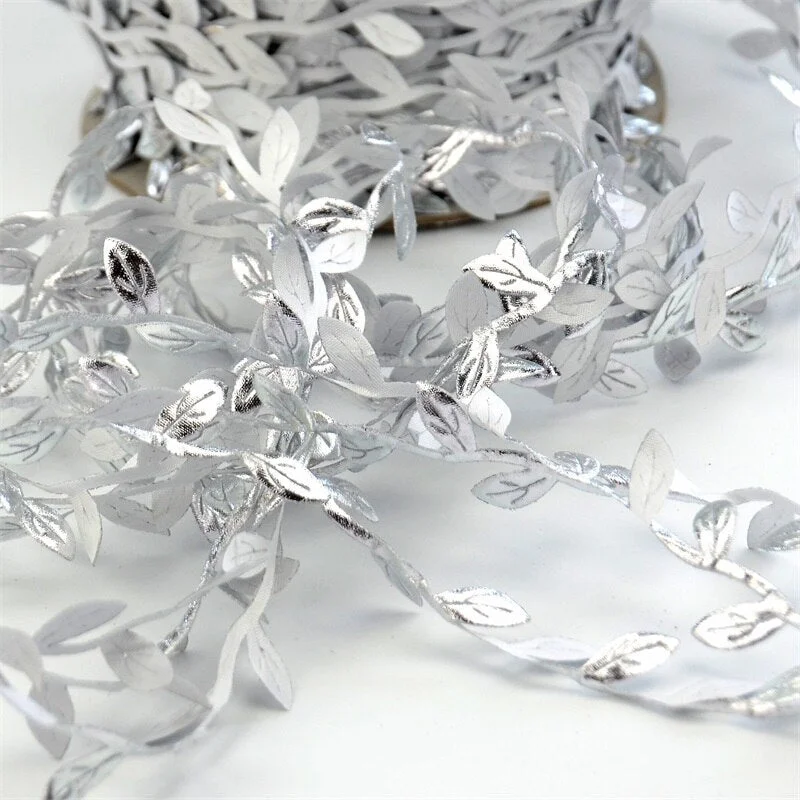 2017 New 5M Artificial Leaf Leaves Vine Silk Nature Gold For Home Wedding Box Decoration Handmade DIY Wreath accessories