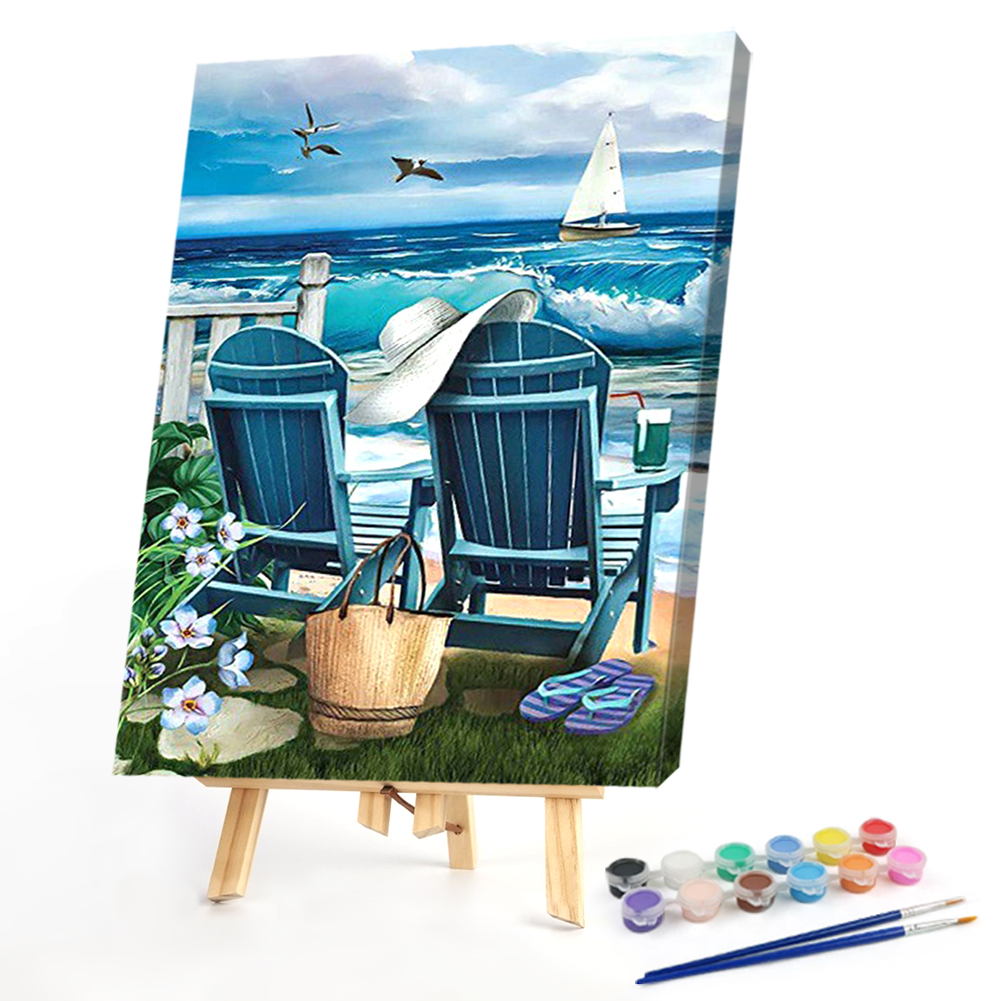 

40*50CM - Paint By Numbers - Beach Lounge Chair, 501 Original