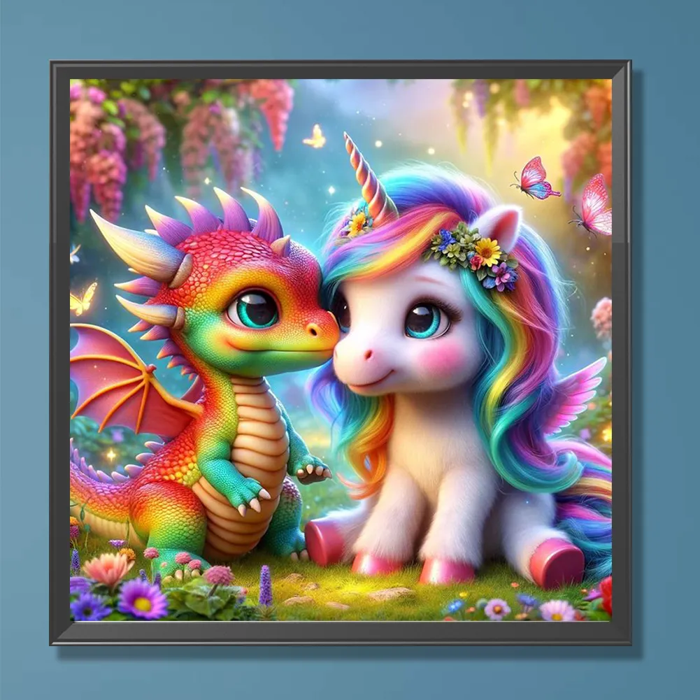 Diamond Painting - Full Round Drill - Rainbow Dragon Pony(Canvas|30*30cm)