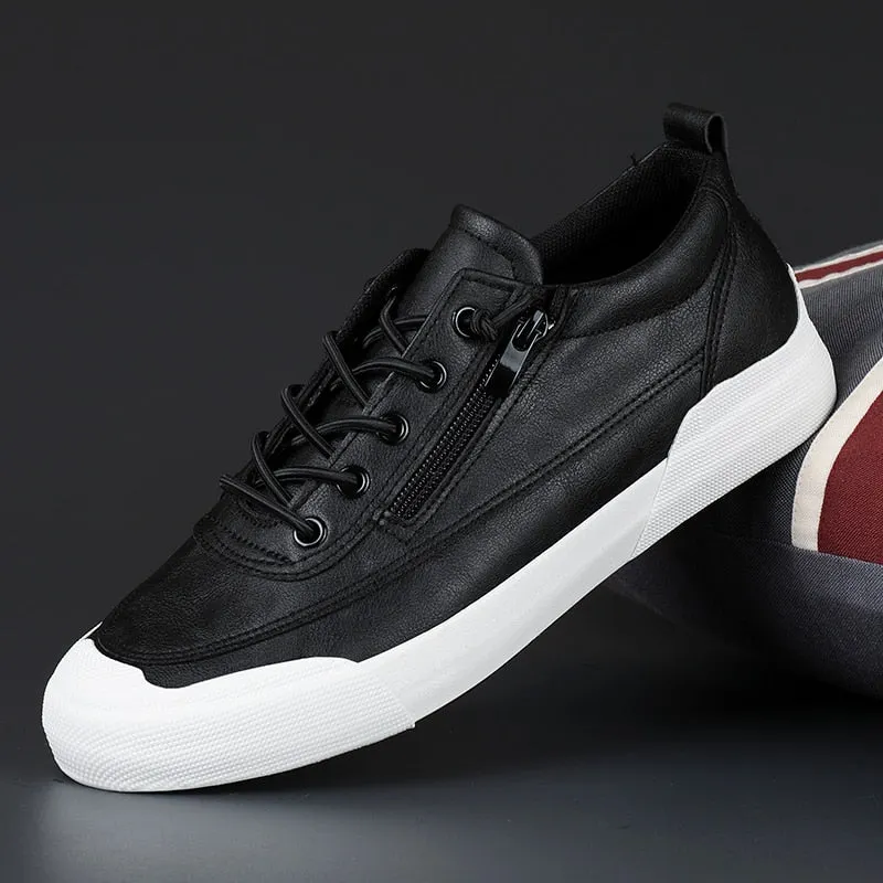 Leather Men Sneakers zips Qulaity Casual shoes Slip-on Softy Luxury brand shoes for Men Loafers outdoor Moccasins Driving Shoes