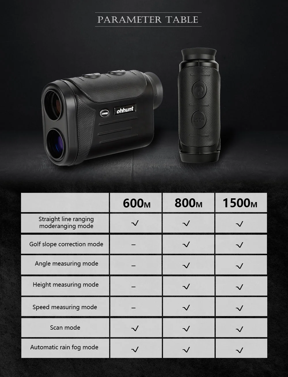 ohhunt® 8X 600M 800M 1500M Multifunction Monocular Laser Rangefinder