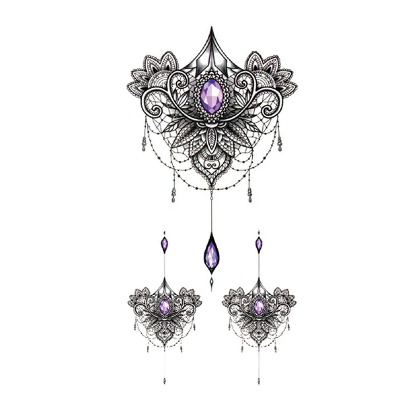 New Temporary Tatoo for Women Sexy Chest Waist Stickers Clavicle Big FakeTattoo Art Deco Beauty Scar Waterproof Tattoo Stickers