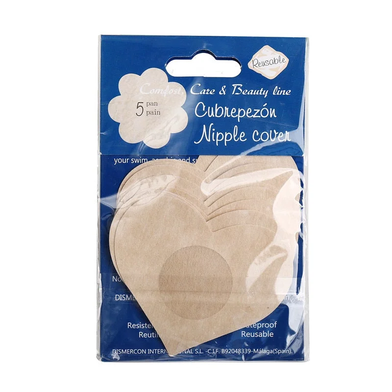 5Pairs/lot Breast Petals Reusable Invisible Self Adhesive Sticker Cover Bra For Women Pasties Heart Flower Intimates Accessories