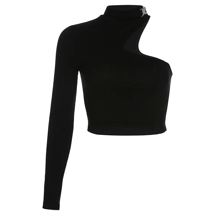 Hollow Out Round Neck Reflective Top