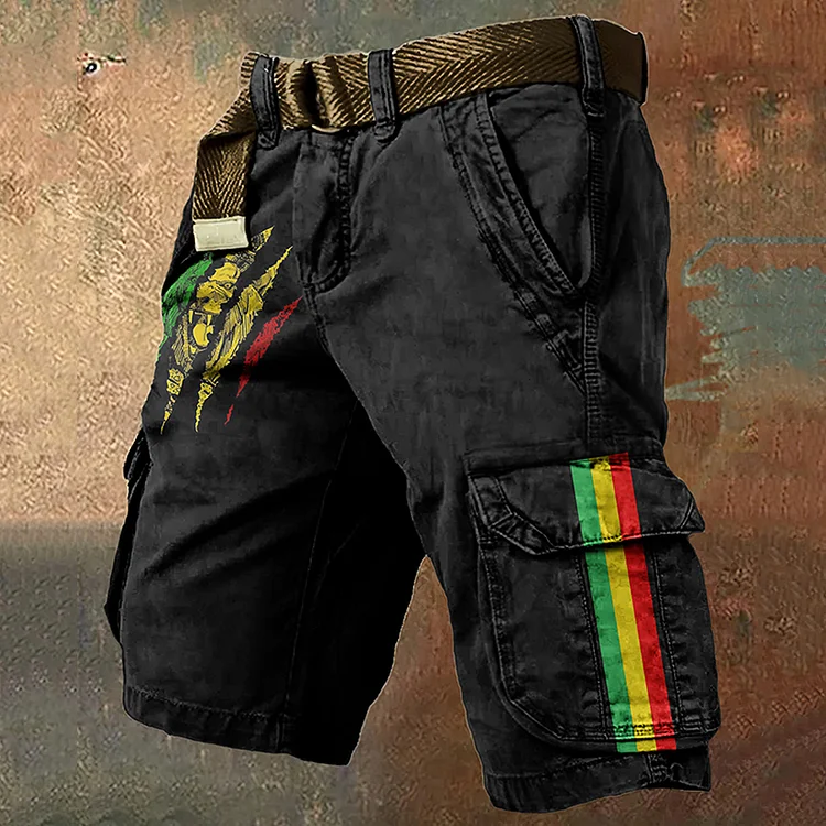 Comstylish Men'S Reggae Lion Art Cargo Shorts