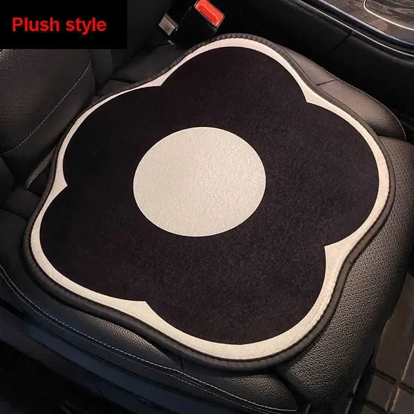 New Classic Black White Flower Shape Short Plush Universal Cushion Winter Mats Cold Seasons Auto Seat Cover Car
