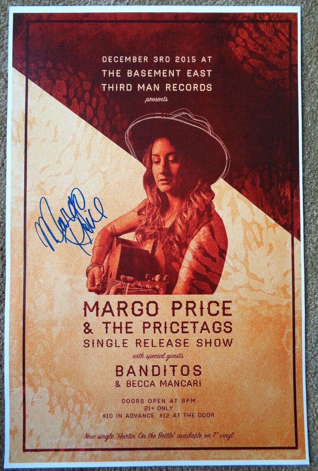 Signed MARGO PRICE POSTER In-Person w/proof Gig Concert Autograph