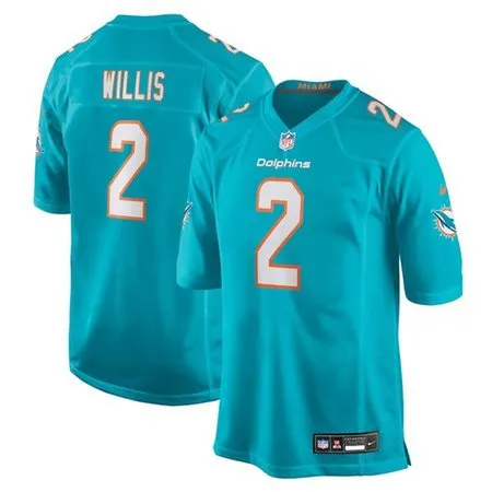 Men's Miami Dolphins #2 Malik Willis Aqua Game Jersey