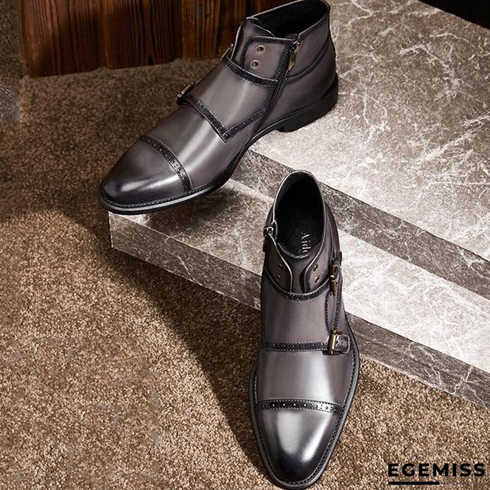 British Style Vintage Hand-carved Bullock Buckle Boots | EGEMISS