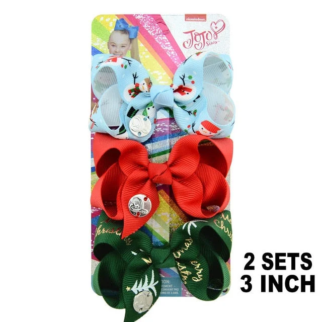 6 Pieces/Set JoJo Bows Jojo Siwa Rainbow Printed Knot Ribbon Bow For Girls Handmade Boutique Hair Clip Children Hair Accessories