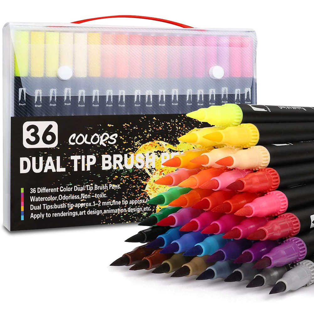 

Water Based Marker Pen 36 Color Soft Tip Watercolor Pen Hook Line Pen Set, 501 Original
