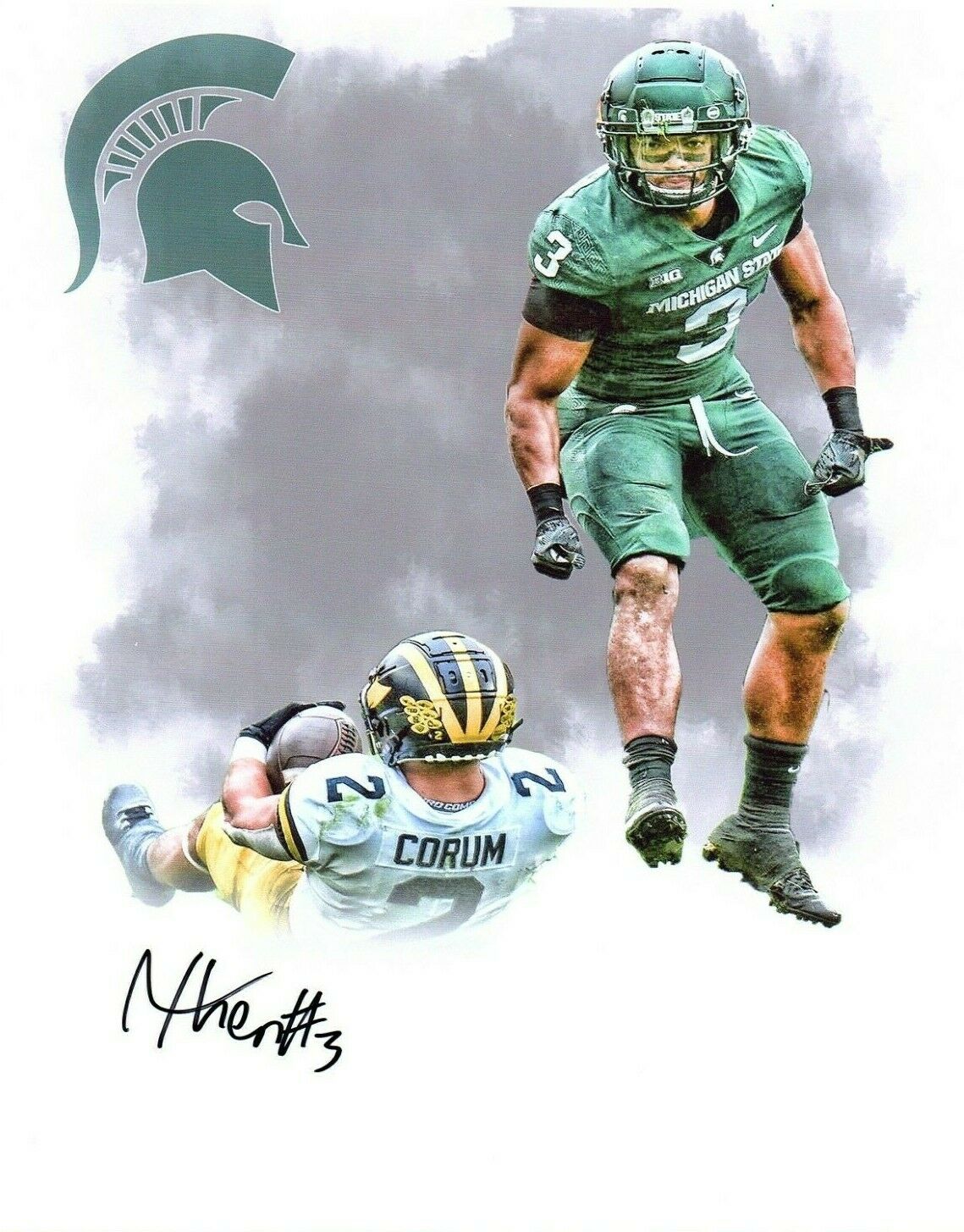 Xavier Henderson Michigan State football signed autograph 8x10 Photo Poster painting U-M WIN 21