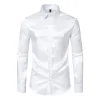 Men's Satin Nightclub Lined Long Sleeve Shirt Performance Shirt