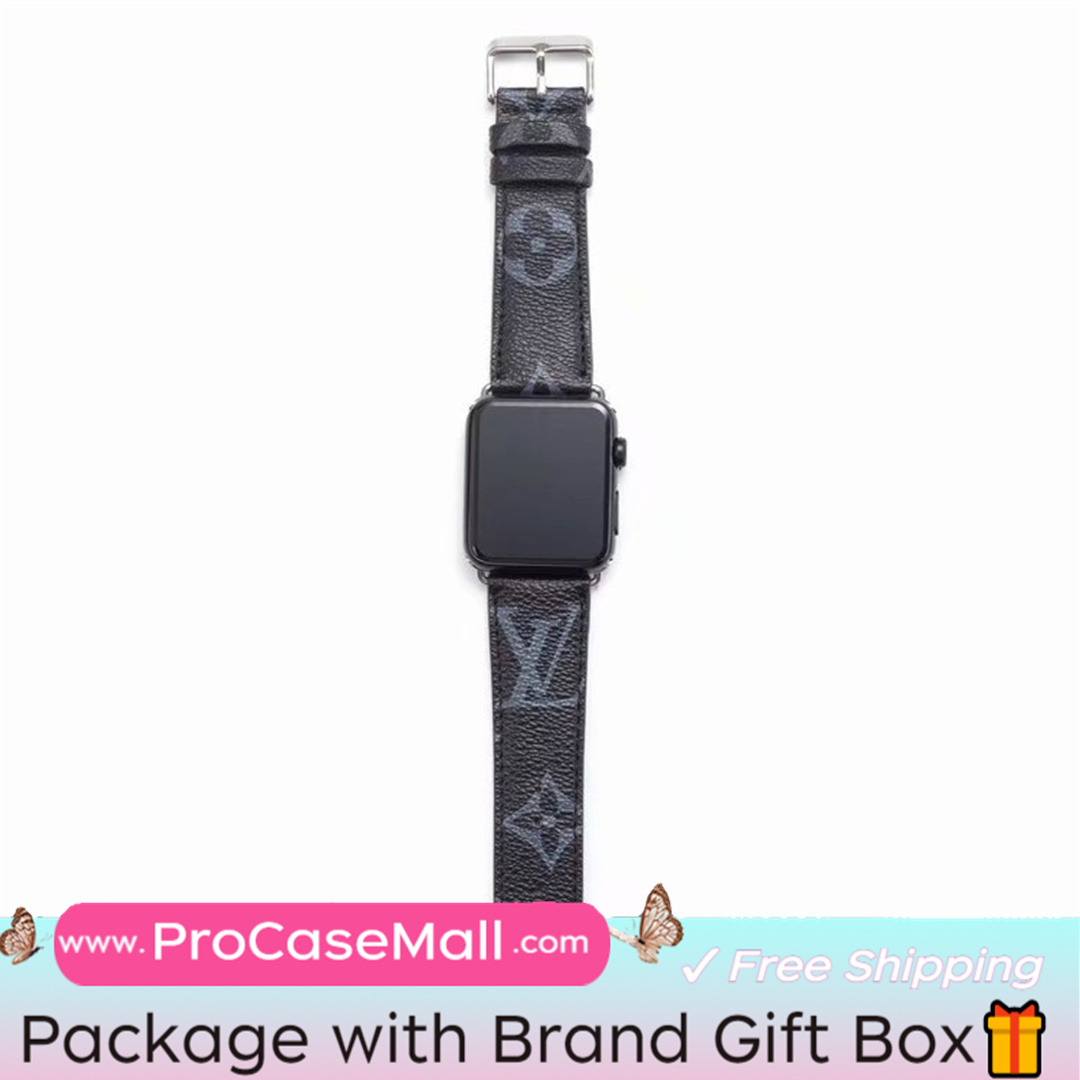 Classic LV Monogram Leather Checkerboard Canvas Apple Watch Strap