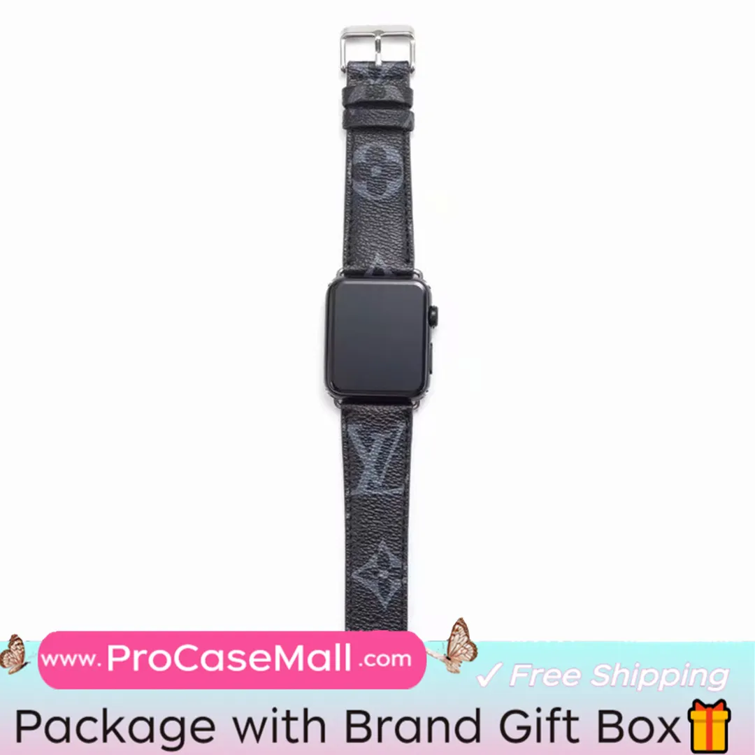 Classic LV Monogram Leather Checkerboard Canvas Apple Watch Strap