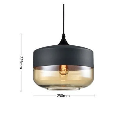 Metal Industrial Glass Pendant Light Black Loft Bar Counter Dining Room Personality Creative Glass Ceiling Hanging Lamp