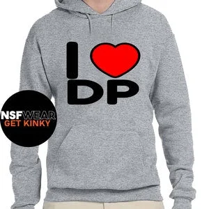pornhint Pornhint I heart DP Hoodie Funny Sexy Kinky Fetish BDSM Double Penetration Plus Size Swinger Lifestyle Threesome FREE Shipping