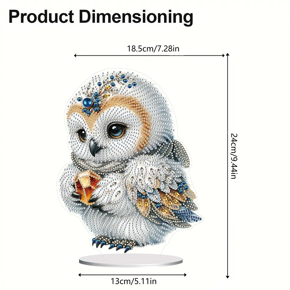 DIY Winter Owl Acrylic Single Sided Diamond Painting Desktop Ornaments Kit for Office Desktop Decor