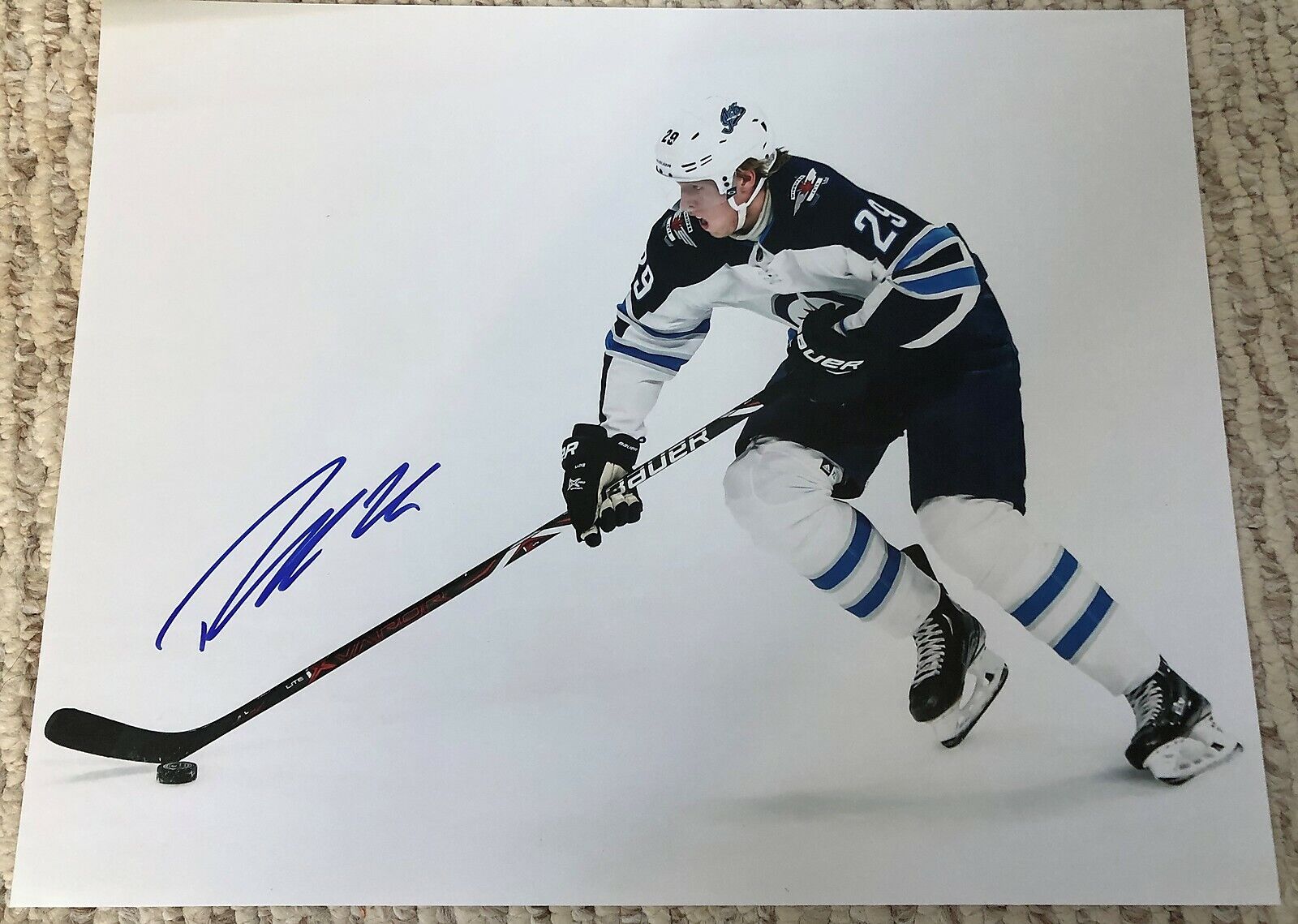 PATRIK LAINE SIGNED AUTOGRAPH WINNIPEG JETS 11X14 Photo Poster painting EXACT PROOF