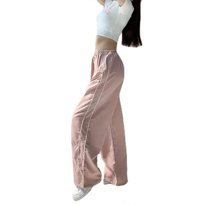 Uveng Uveng New Fashion Personality On Both Sides Of The Draw Rope Casual Loose Waist Multi-Color Trousers