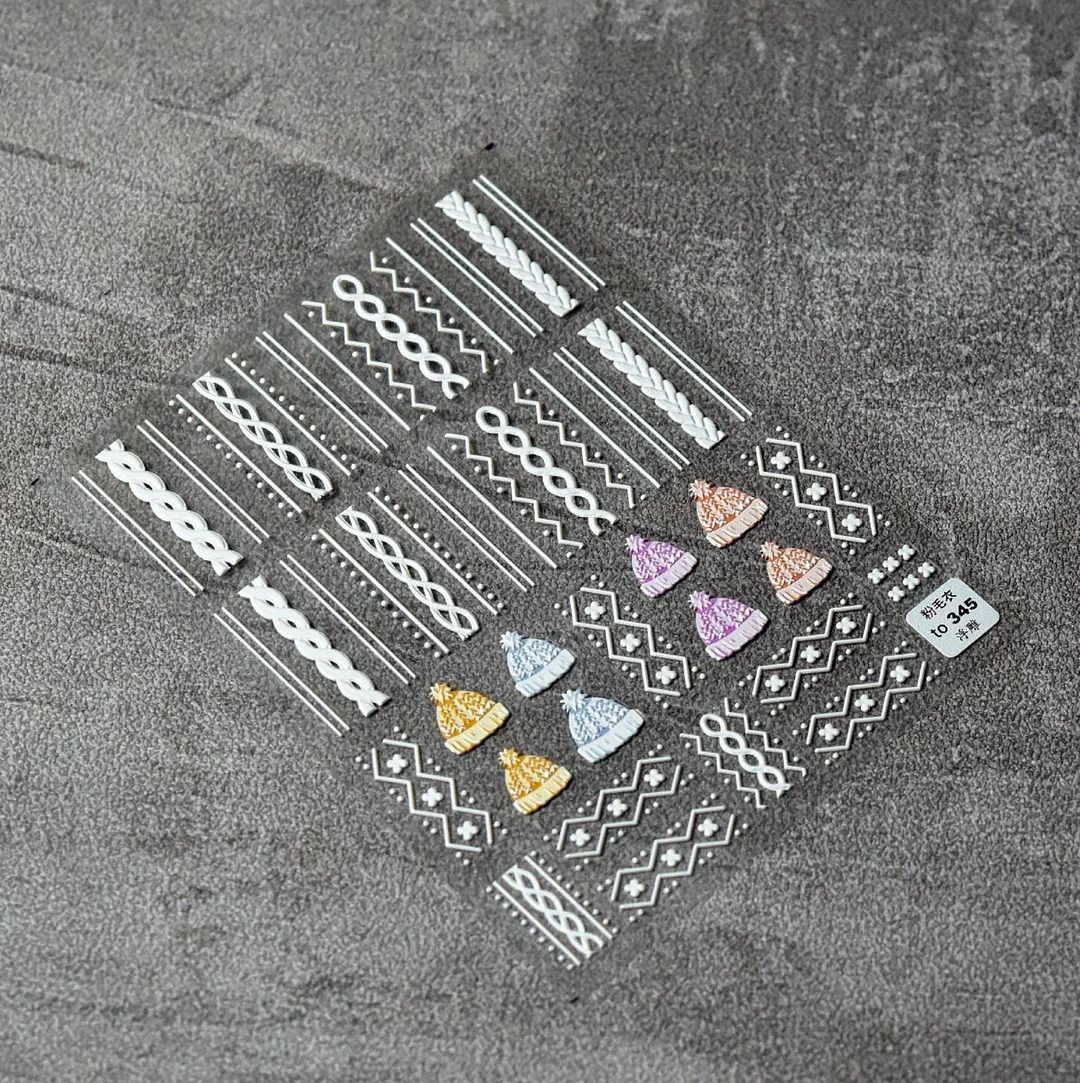 Beautizon Cute Sweater High Quality 5D Acrylic Engraved Nail Sticker Sweater Snowflake Floral Patterns Nail Water Decal