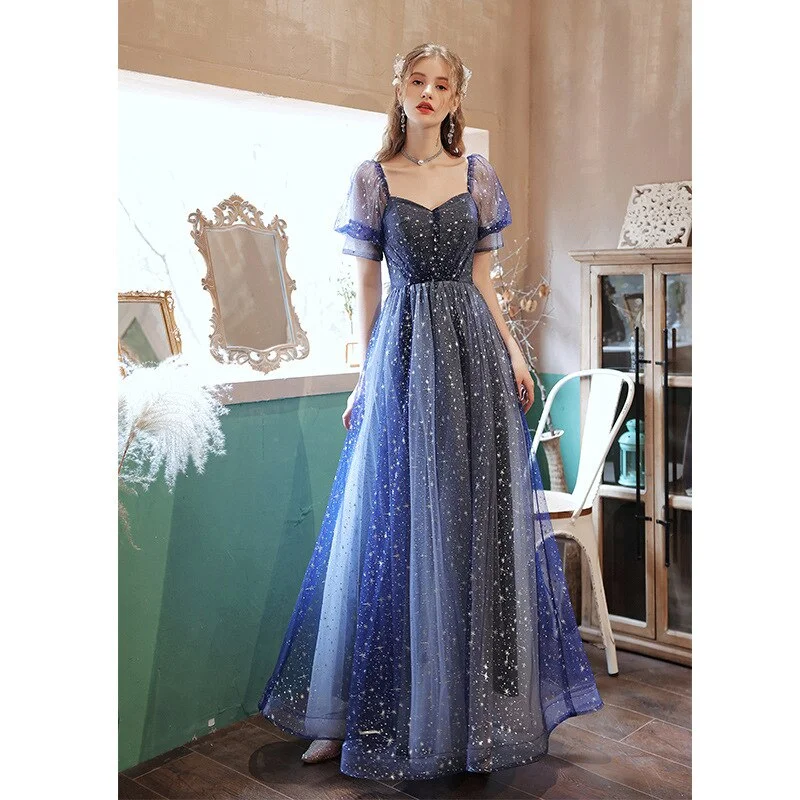 Elegant Blue Starry Sky Sequin Prom Dress BE706