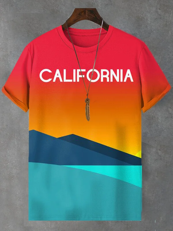 Men's California Color Block Art Print T-Shirt