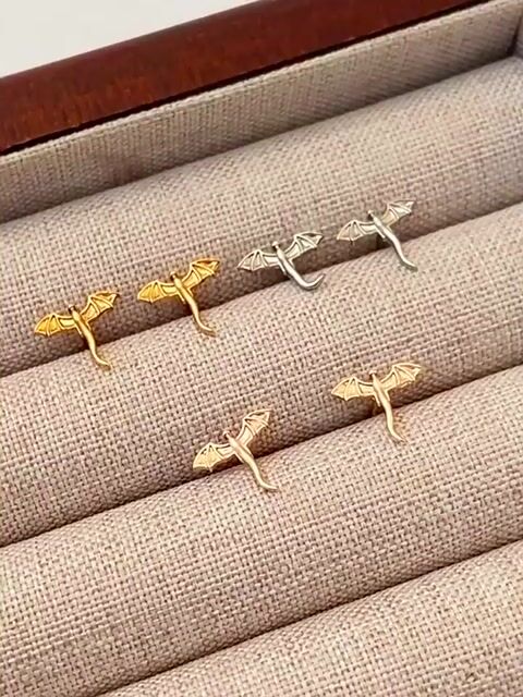 Flying Dragon Earrings Gold Plated Earrings