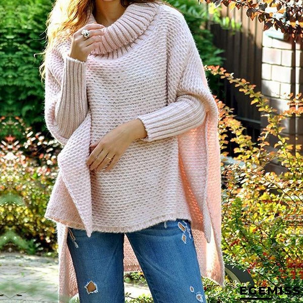 Irregular Solid Color High Neck Sweaters | EGEMISS