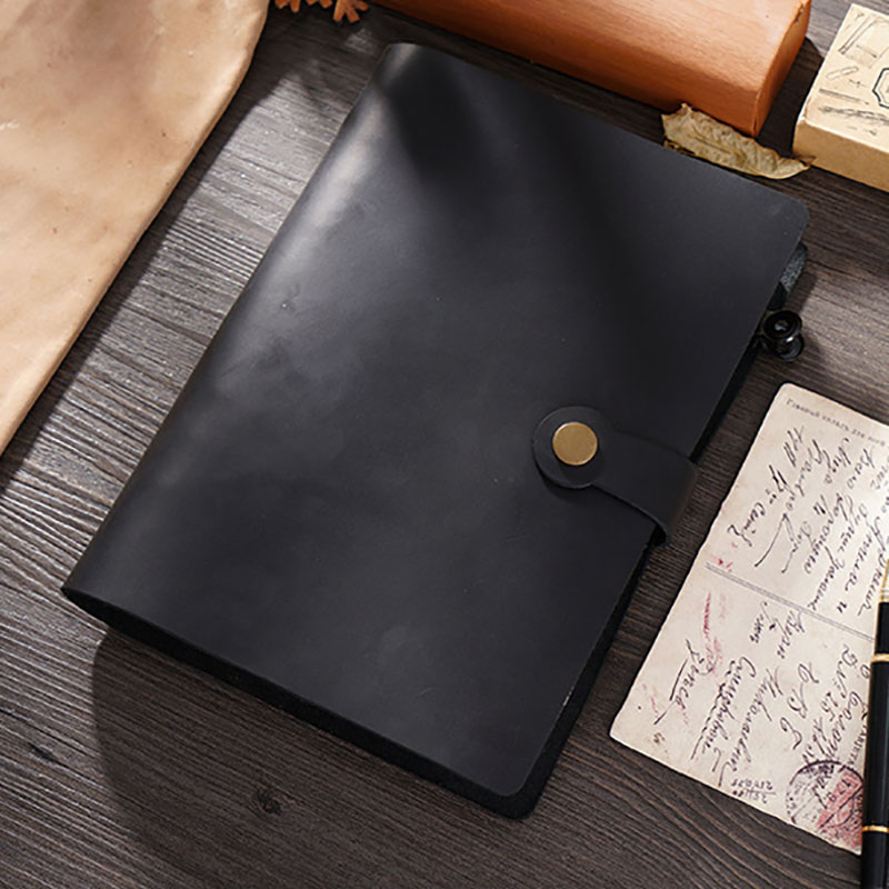 Fromthenon A5 Leather Retro Loose-leaf Notebook European 6-hole Loose Leaf Ring Binder Diary Office Business Agenda Planner