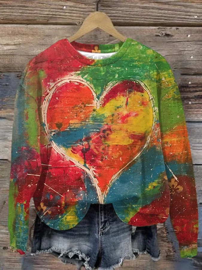Women's Valentine's Day Printed Long Sleeve Sweatshirt